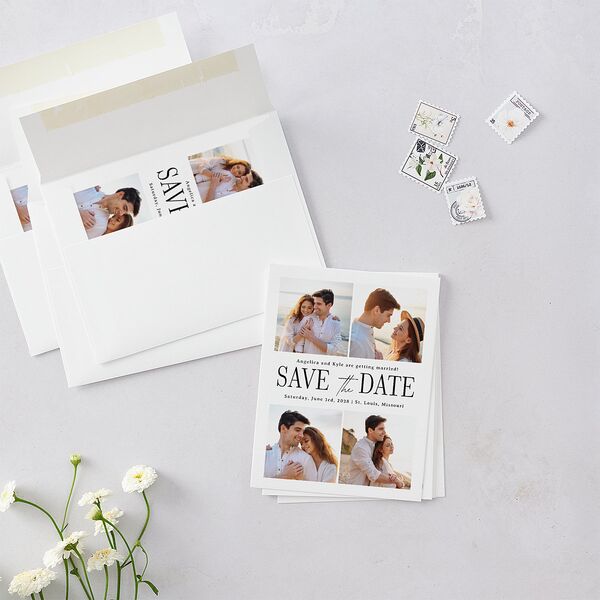 Classically Gilded Save the Date Petite Cards Pure White Signature smooth Blank No Standard