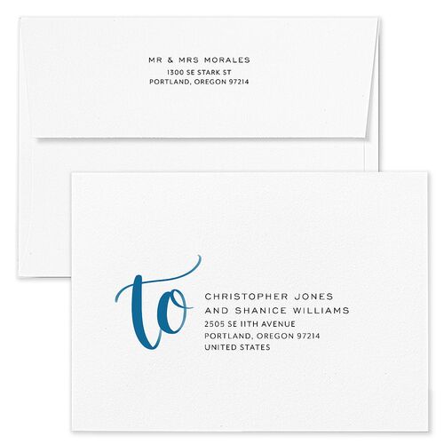 Painted Merry Holiday Card Envelopes Regency Blue Both Recipient and Return Addresses Standard