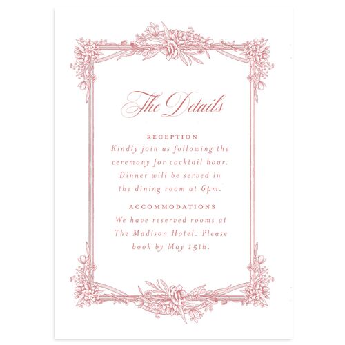 Elegant Antique Toile Frame Wedding Event Detail Cards by Bridgerton Dahlia Signature Standard
