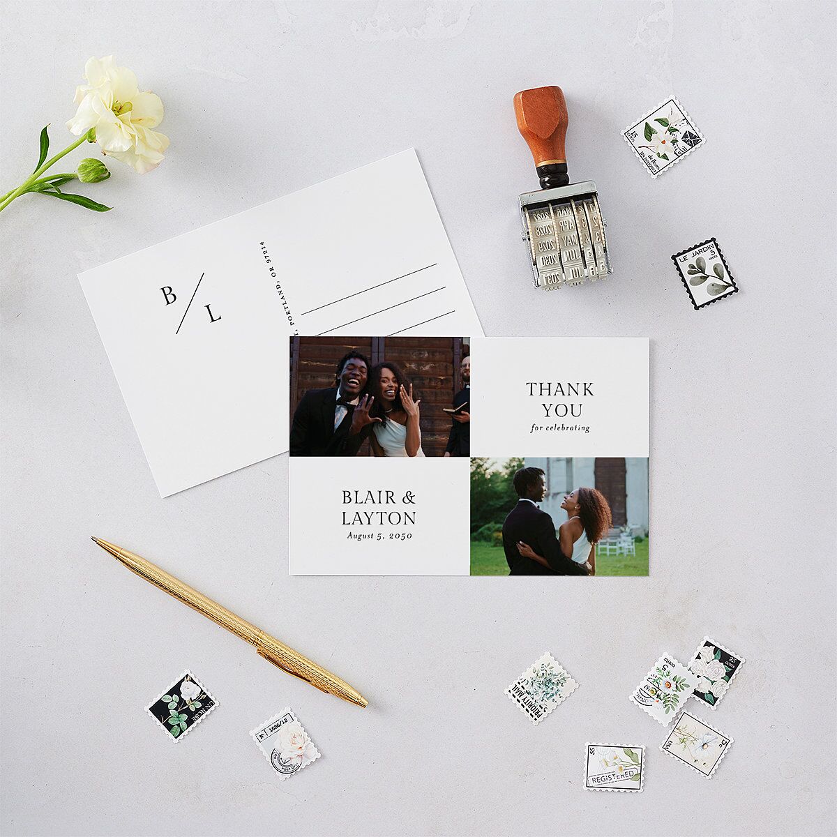 Elegant Photo Apex Thank You Postcards Pure White