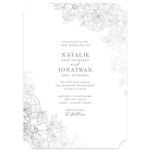 Gilded Florals Wedding Invitations Silver Slate Signature Blank No Ticket