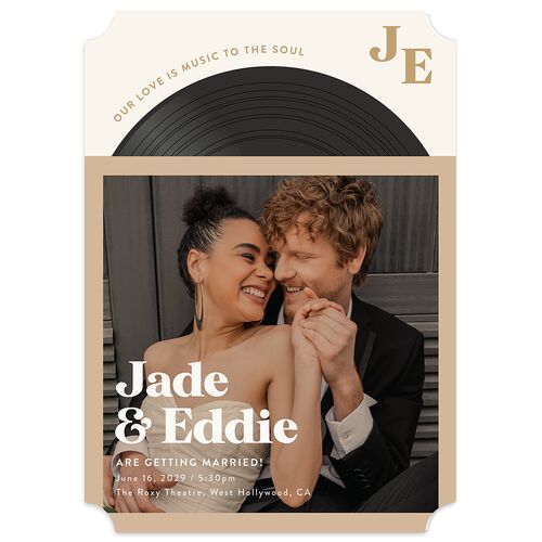 Music Lovers Wedding Invitations Tan Signature Blank No Ticket