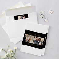Elegant Grid Save the Date Cards Licorice Signature smooth Blank No