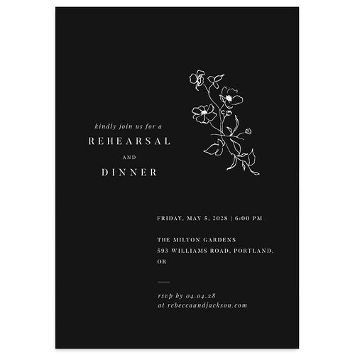 Elegant Minimal Rehearsal Dinner Invitations Charcoal Signature Blank