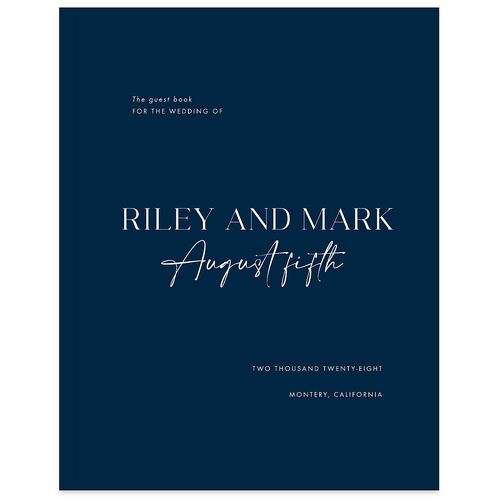 Modern Contrast Wedding Guest Book Navy