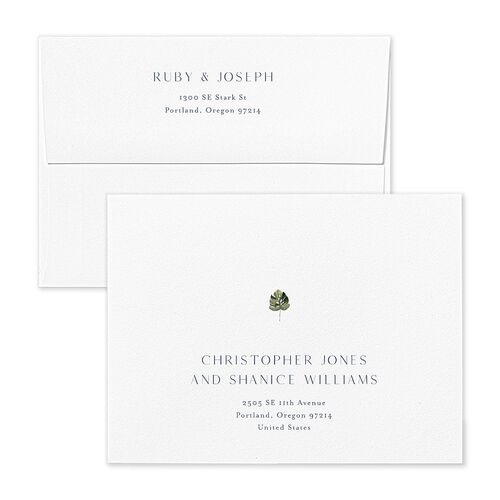 Dainty Monogram Save the Date Magnet Envelopes White Dusty Blue Both Recipient and Return Addresses Signature Standard