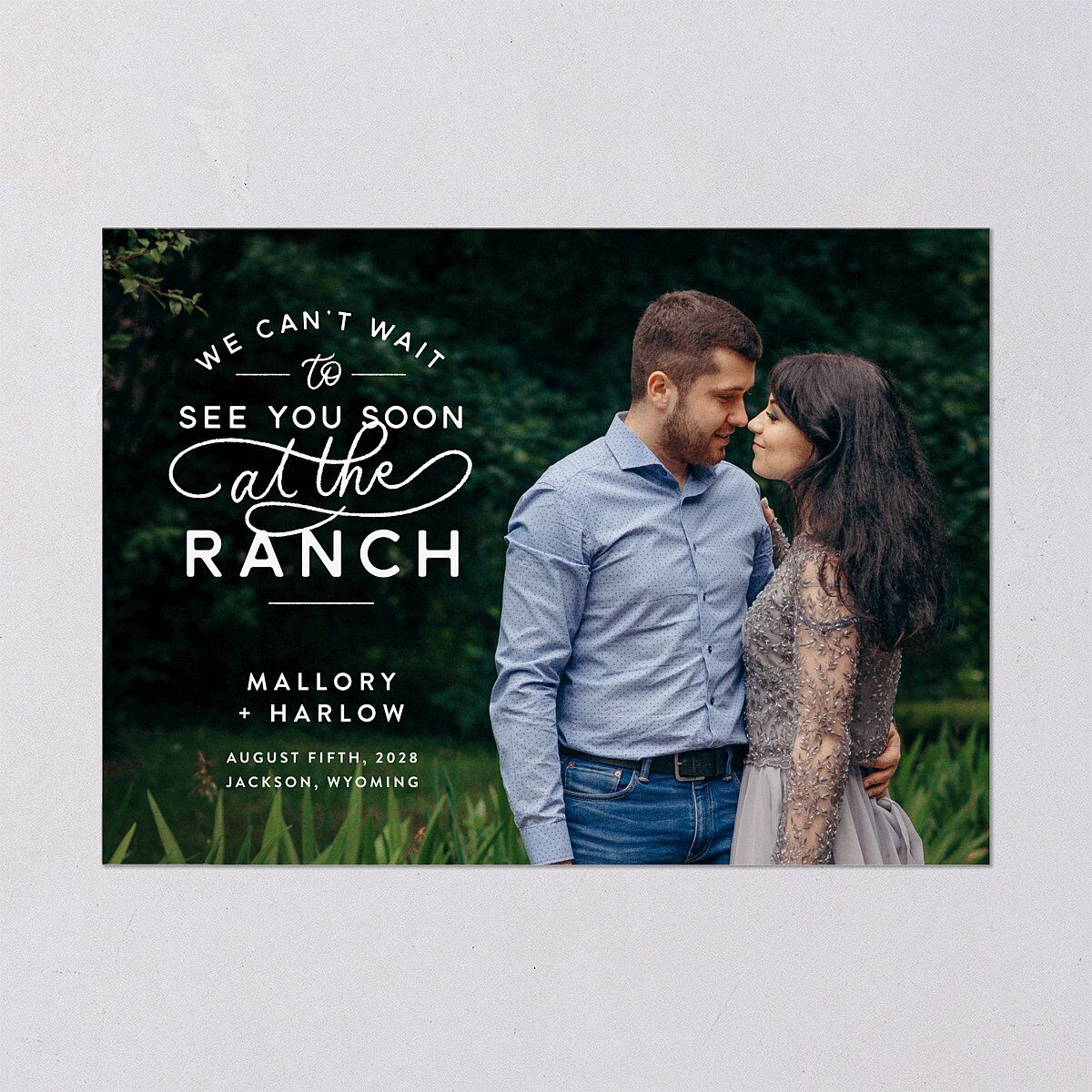 Western Denim Save The Date Cards Champagne Signature smooth Blank No Standard