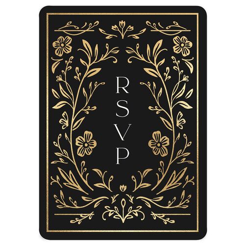 Storybook Filigree Wedding Response Cards Gold Charcoal Signature Rounded