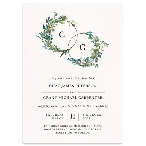 Leafy Hoops Wedding Invitations Eucalyptus Signature Blank No Standard