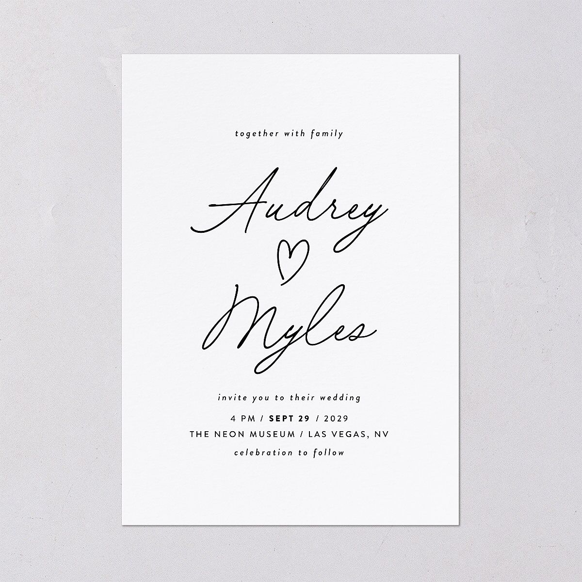 Elegant Heart Wedding Invitations Pure White Signature Blank No Standard