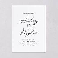 Elegant Heart Wedding Invitations Pure White Signature Blank No Standard