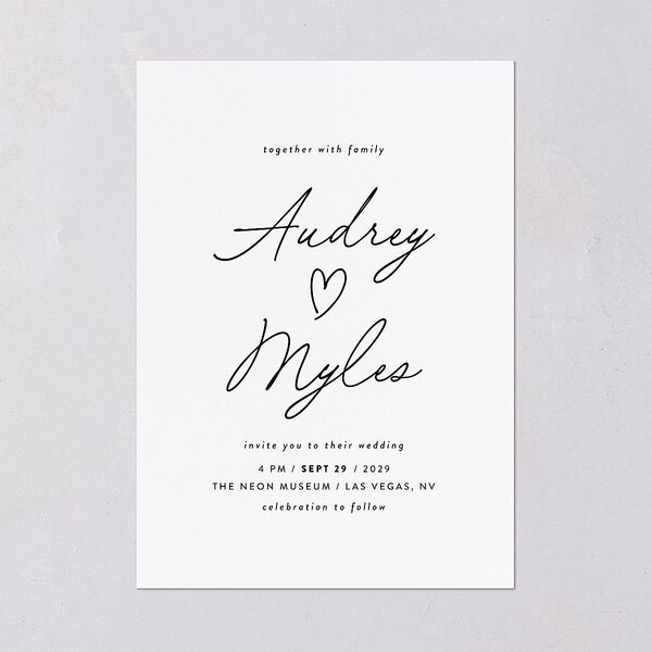 Elegant Heart Wedding Invitations Pure White Signature Blank No Standard