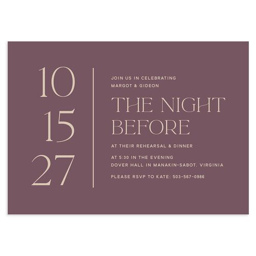 Climbing Leaves Rehearsal Dinner Invitations Plum Signature Blank Standard