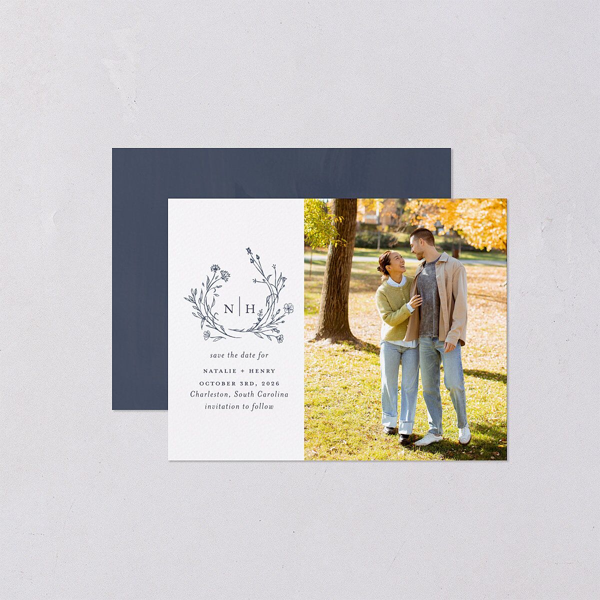 Natural Monogram Save the Date Petite Cards — view 1