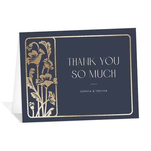 Gilded Nouveau Thank You Cards Gold Moody Blue