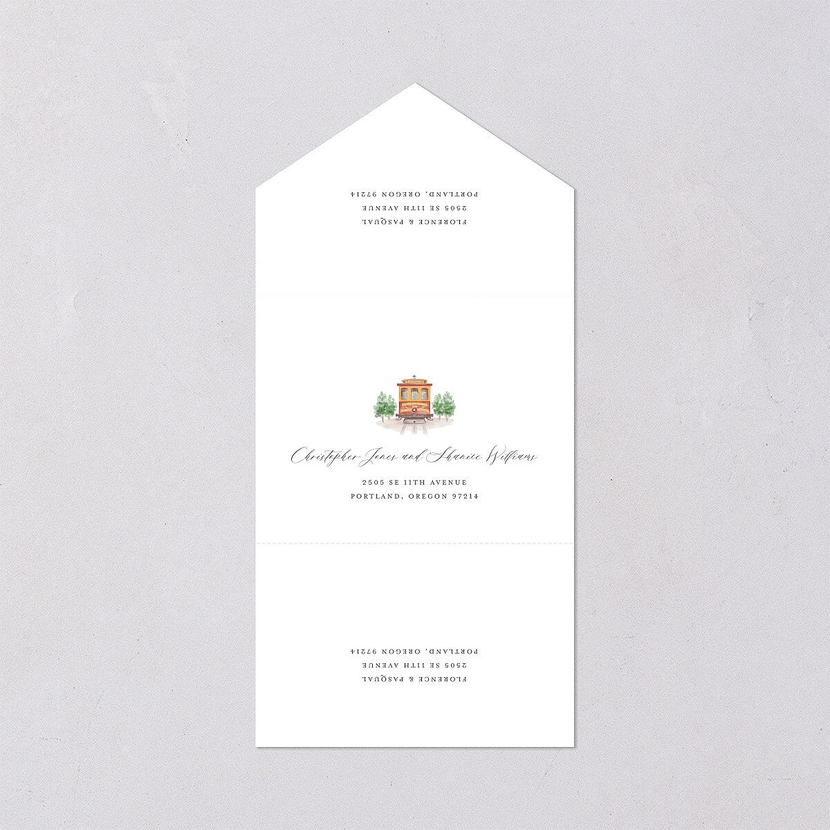 Scenic San Francisco All-in-One Wedding Invitations Daffodil Signature Light Both Recipient and Return Addresses No