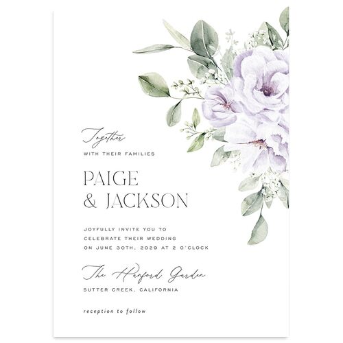 Elegant Pastel Floral Wedding Invitations Lavender Signature Blank No Standard