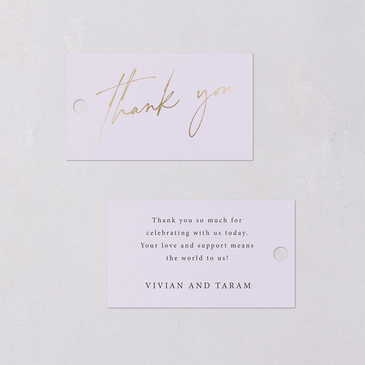 Just Love Favor Gift Tags Gold Sheer Lilac Signature