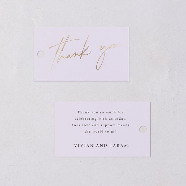 Just Love Favor Gift Tags Gold Sheer Lilac Signature