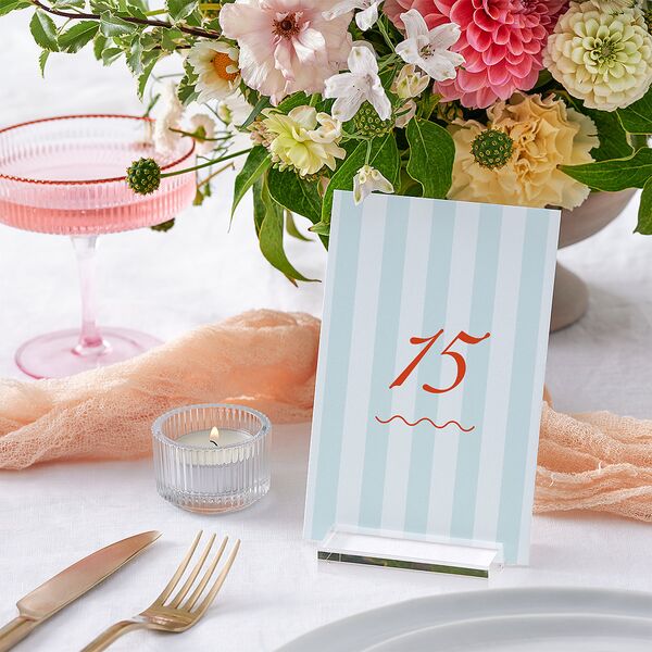 Cabana Stripes Table Numbers Pastel Blue Signature
