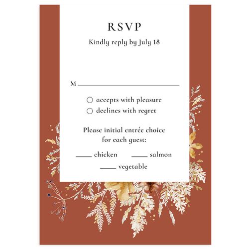 Dried Blooms Wedding Response Cards Gold Copper Signature Standard