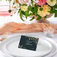 Opulent Garden Foil Place Cards Gold Dark Emerald Signature