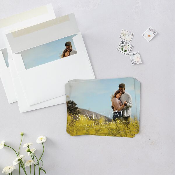 Wildflower Border Save The Date Magnets Cinnamon Magnet Paper