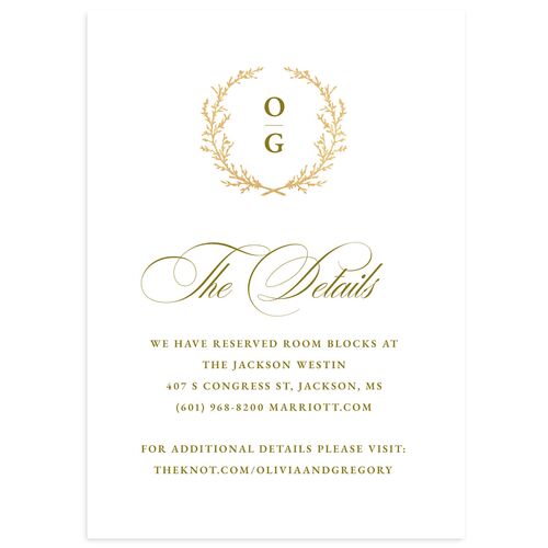 Gilded Wreath Wedding Enclosure Cards Gold Marigold Signature Standard