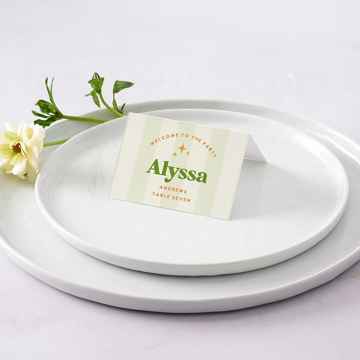 Colorful Retro Stripes Place Cards Sea Foam Signature