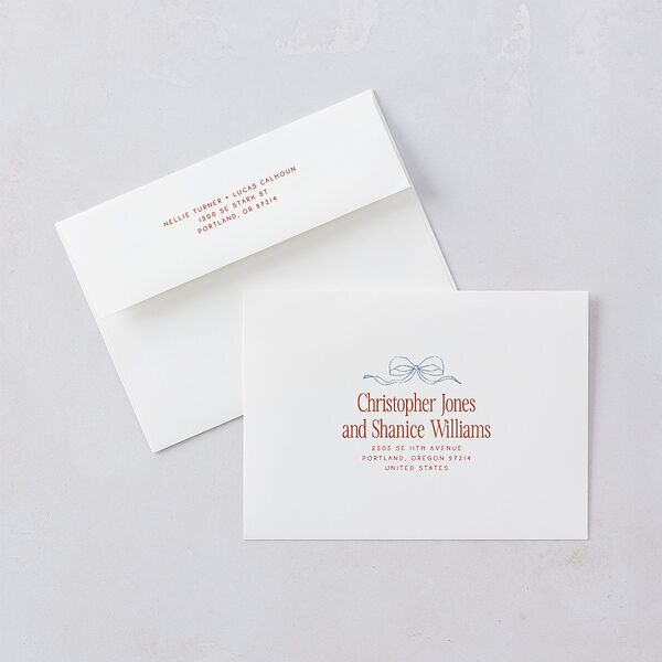 Modern Delicate Bows Bridal Shower Invitations Jewel Red Signature Blank Standard