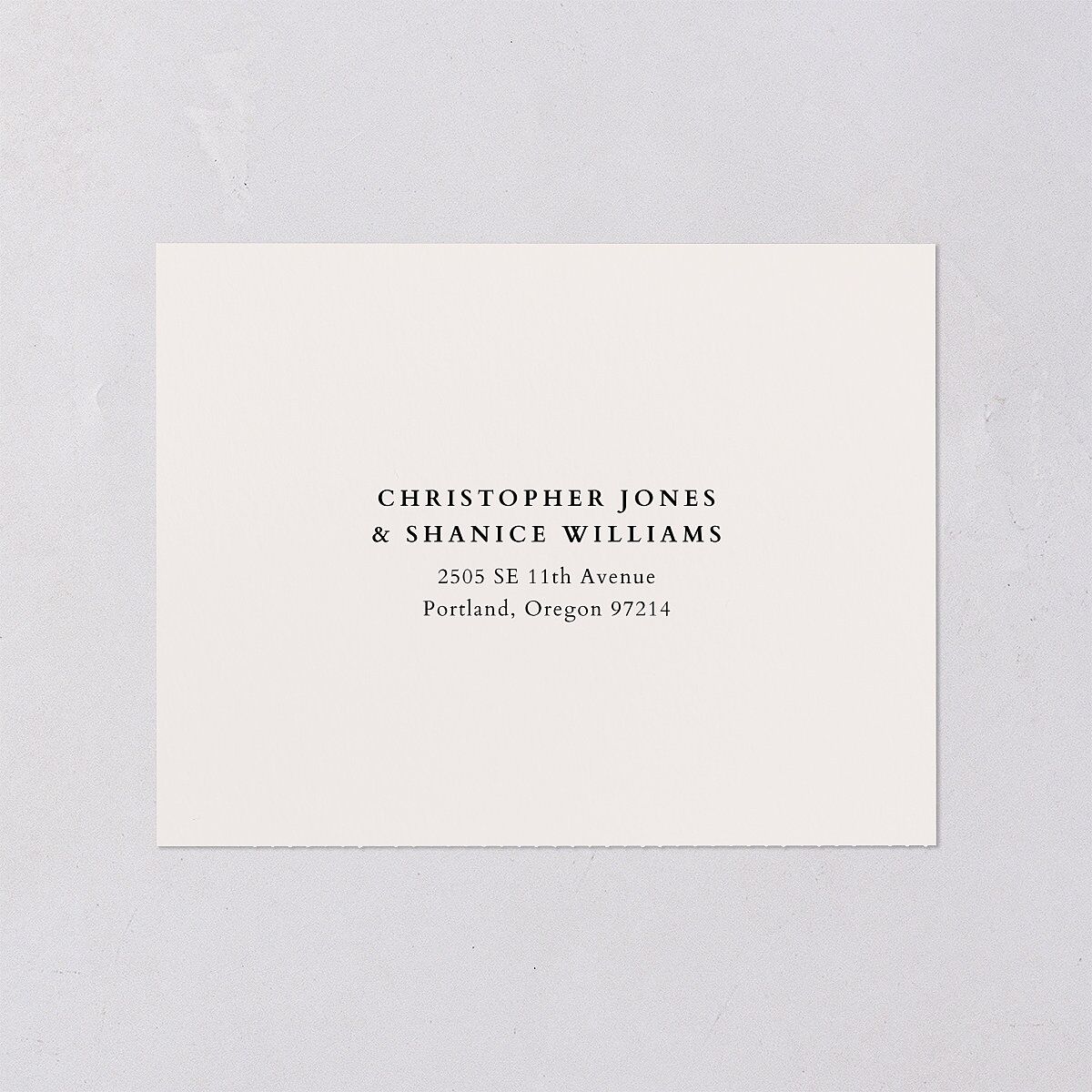 Elegant Editorial Page All-in-One Wedding Invitations Champagne Signature Light Both Recipient and Return Addresses No