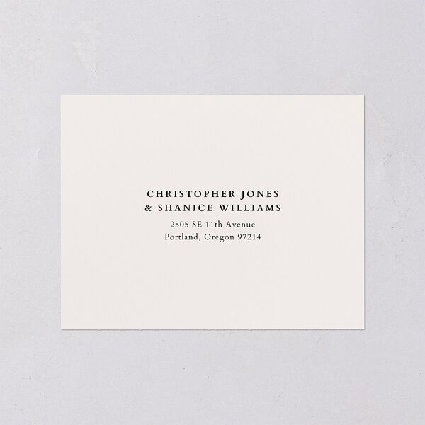Elegant Editorial Page All-in-One Wedding Invitations Champagne Signature Light Both Recipient and Return Addresses No