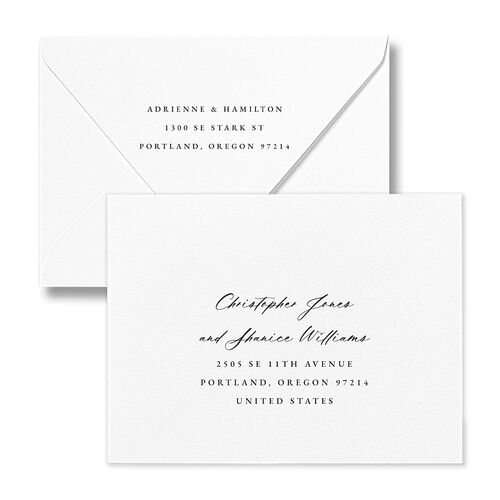 Beach Monogram Thank You Card Euro Envelopes White Baby Blue Both Recipient and Return Addresses Luxe Signature