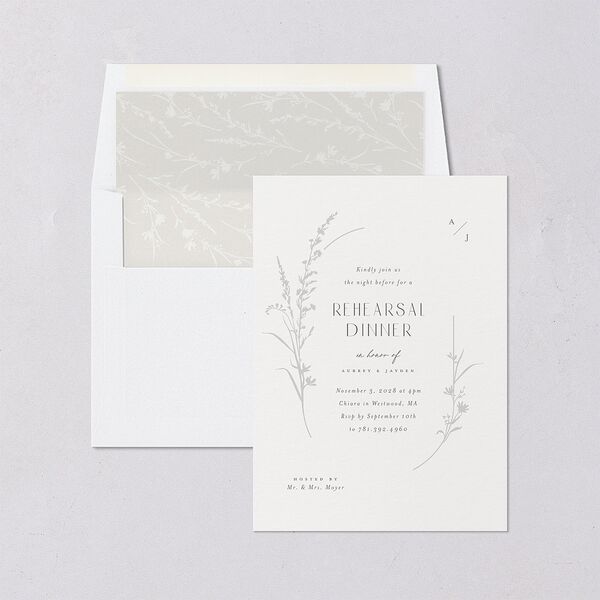 Minimal Wildflower Rehearsal Dinner Invitations Off-White Signature Blank