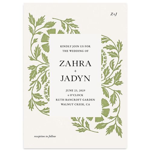 Block Print Wedding Invitations Meadow Signature Blank No Standard