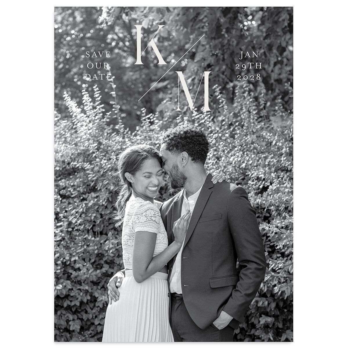 Monogram Slant Save the Date Cards