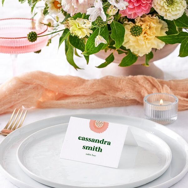 Retro Bloom Place Cards Scottish Green Signature