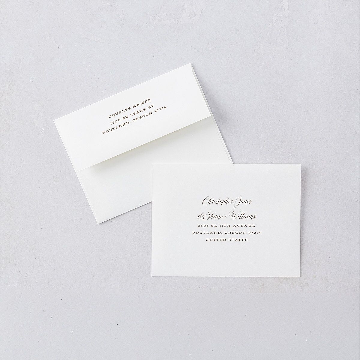 Woodgrain Lace Thank You Card Envelopes White Standard Falcon Both Recipient and Return Addresses Signature