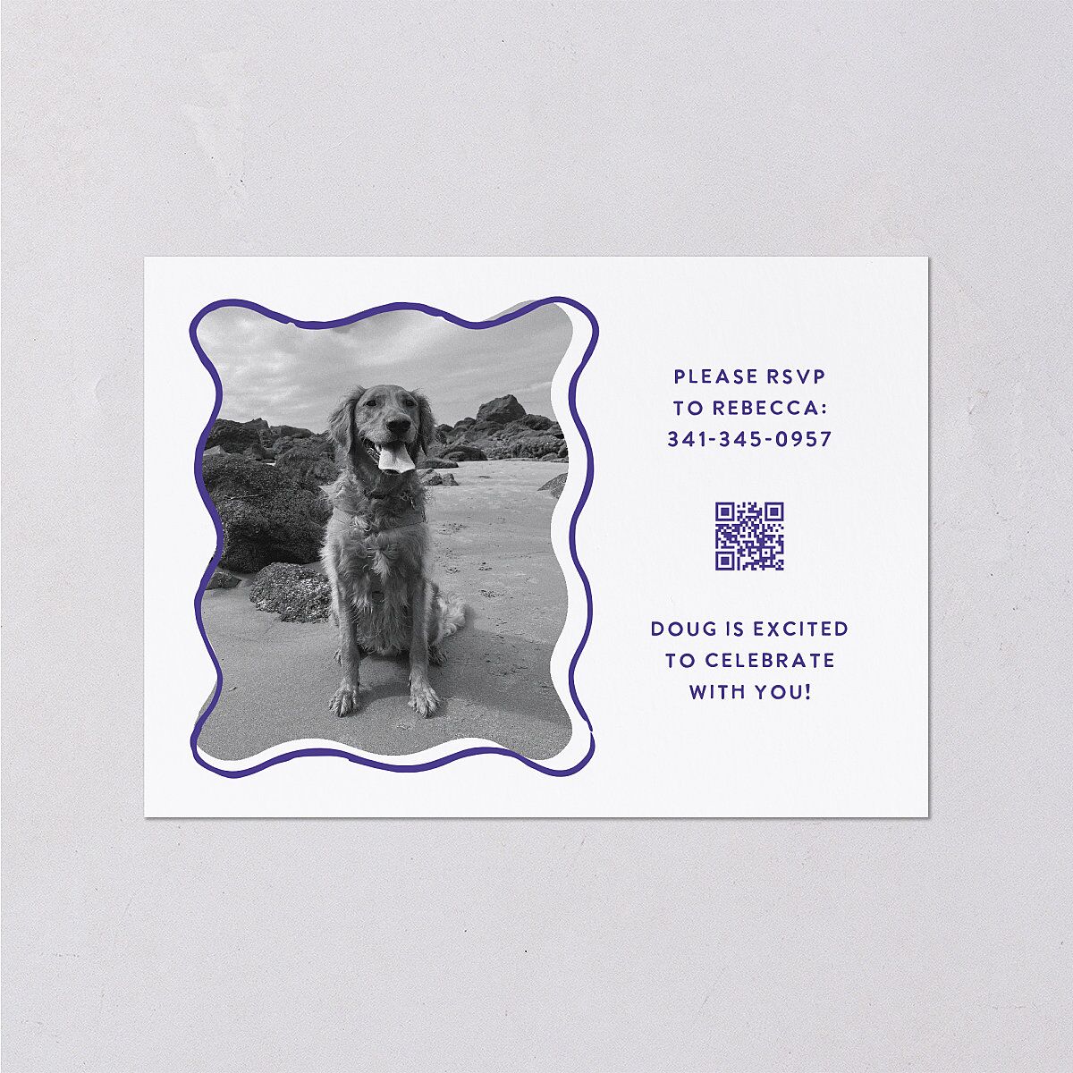 Hand Drawn Wavy Border Wedding Enclosure Cards Sapphire Signature Standard