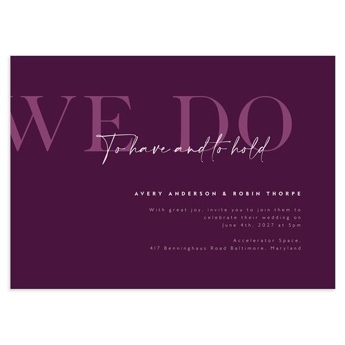 Modern Vow Wedding Invitations Bordeaux Signature Blank No Standard