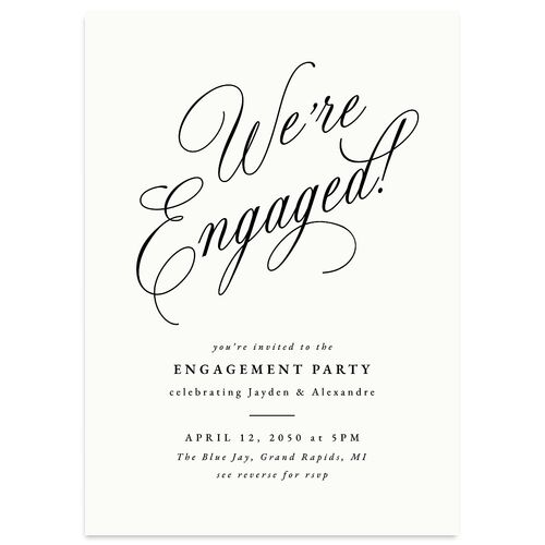 We're Engaged Calligraphy Engagement Party Invitations Champagne Signature Blank Standard
