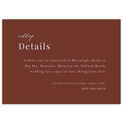 Snowy Mountainside Wedding Event Detail Cards Sepia Signature Standard