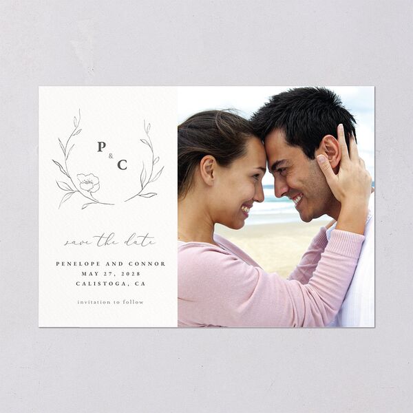Graceful Botanical Digital Save the Date Cards Shadow Gray Dusty Blue Lets Celebrate Standard