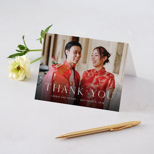 Chinese Phoenix Fenghuang Thank You Cards Rose Pink