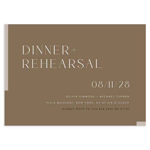 Bar Accent Rehearsal Dinner Invitations Sepia Signature Blank Standard