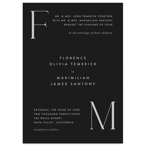 Modern Initials Wedding Invitations Midnight Signature Blank No Standard
