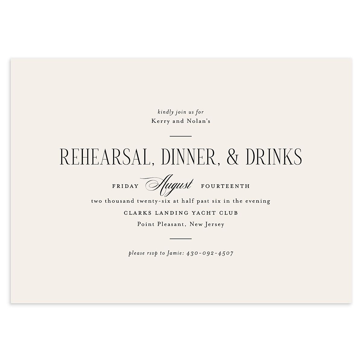 Cosmopolitan Rehearsal Dinner Invitations