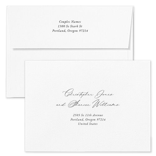 Timeless Floral Hoop Bridal Shower Invitation Envelopes White Standard Pure White Both Recipient and Return Addresses Signature