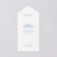 Vintage French Floral Toile All-in-One Wedding Invitations Dusty Blue Signature Light Both Recipient and Return Addresses No