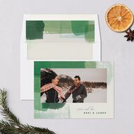 Brushstroke Holiday Holiday Cards Deep Lake Signature Blank Standard Landscape